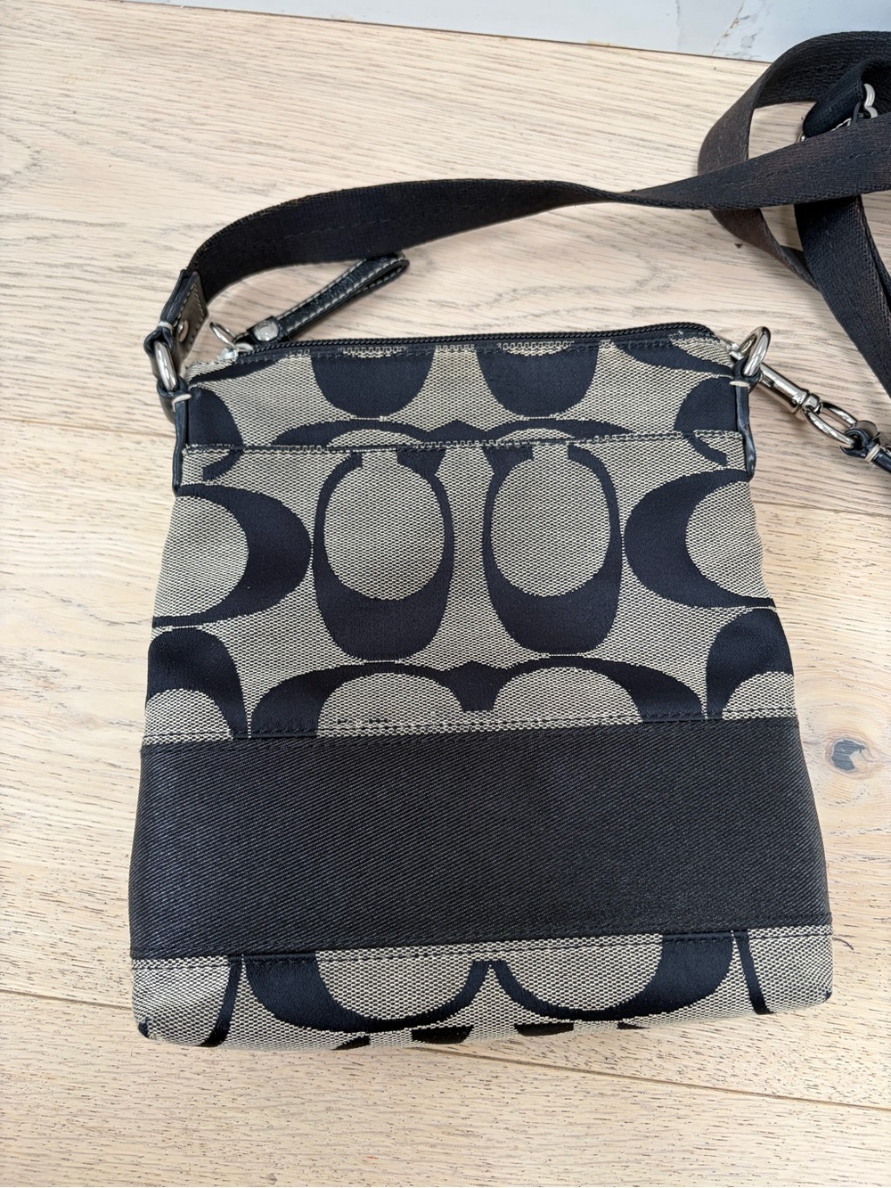Coach Black and Tan Signature Crossbody Bag